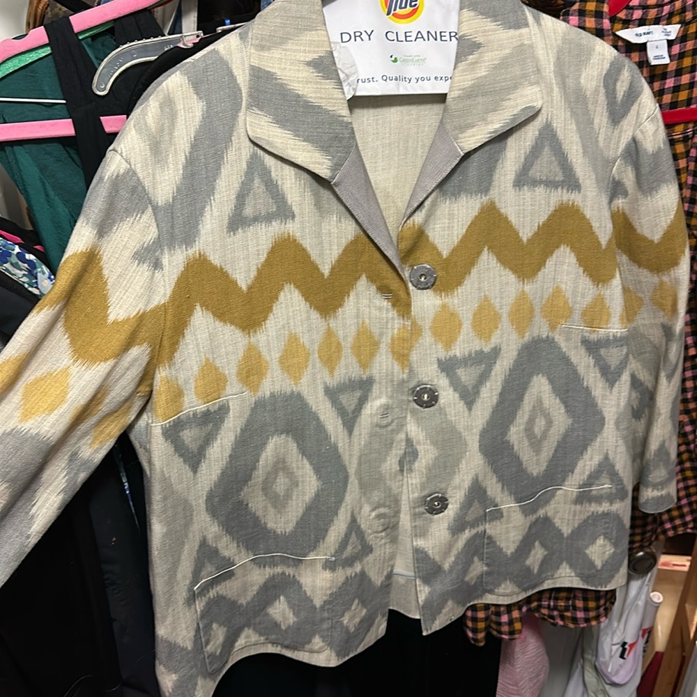 Linen Pattern Blazer Sz Medium